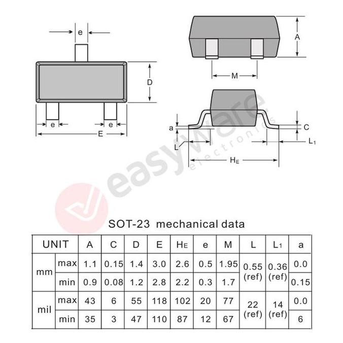 10X MOSFET SI2306 A6SHB  SOT-23 TRANSISTOR MOSFET SI2306S SMD SMT 1 N-CHANNEL
