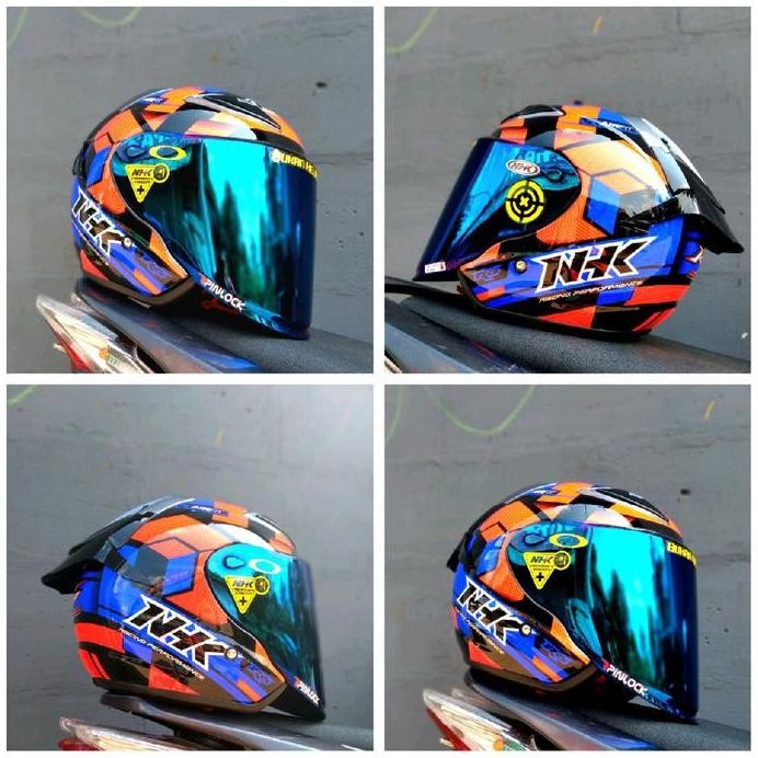 HELM NHK R6 MOTIF CUBE, PAKET GANTENG VENOM VISOR PNP WITH SPOILER DAPAT 2 KACA Helmet murah