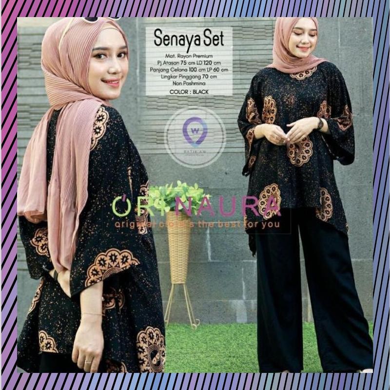 Diskon Gede Setelan Jumbo Senaya Set Waka Waka Motif Bunga Ori Naura Size Jumbo Busui Resleting Rayo