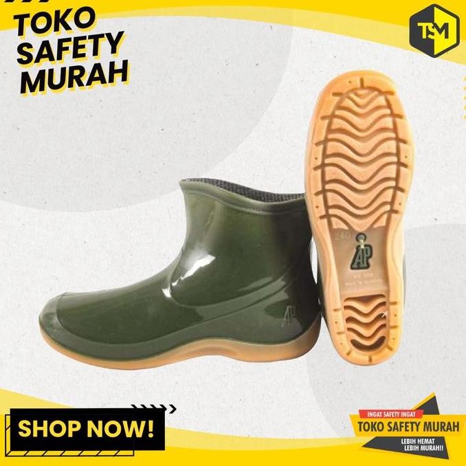 Sepatu Boot Pendek Wanita Sepatu AP Boots 2005 Hijau Glossy