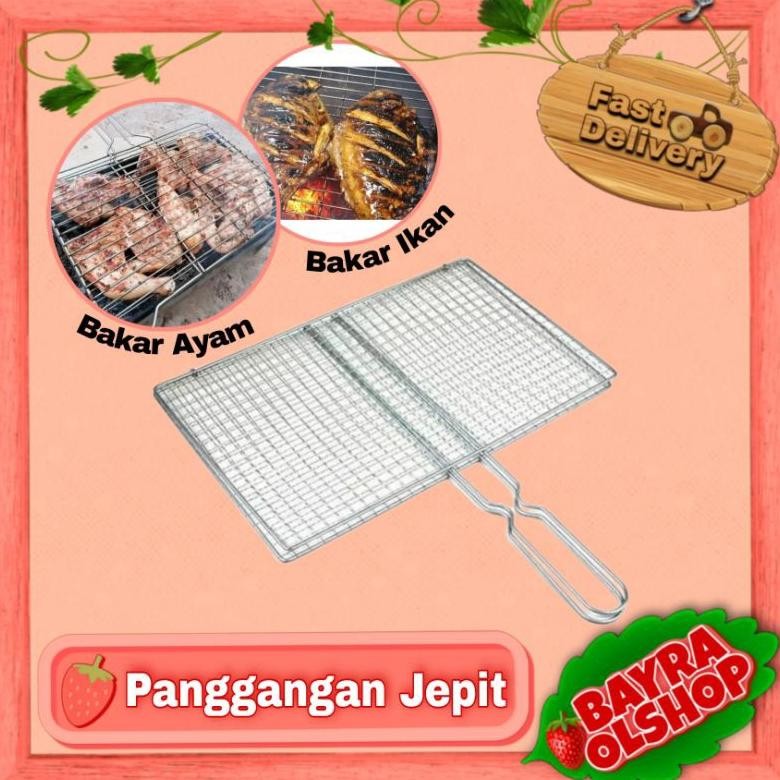 Bisa Cod Panggangan Jepit Stainless / Alat Panggang Jepit / Panggangan Ikan ||