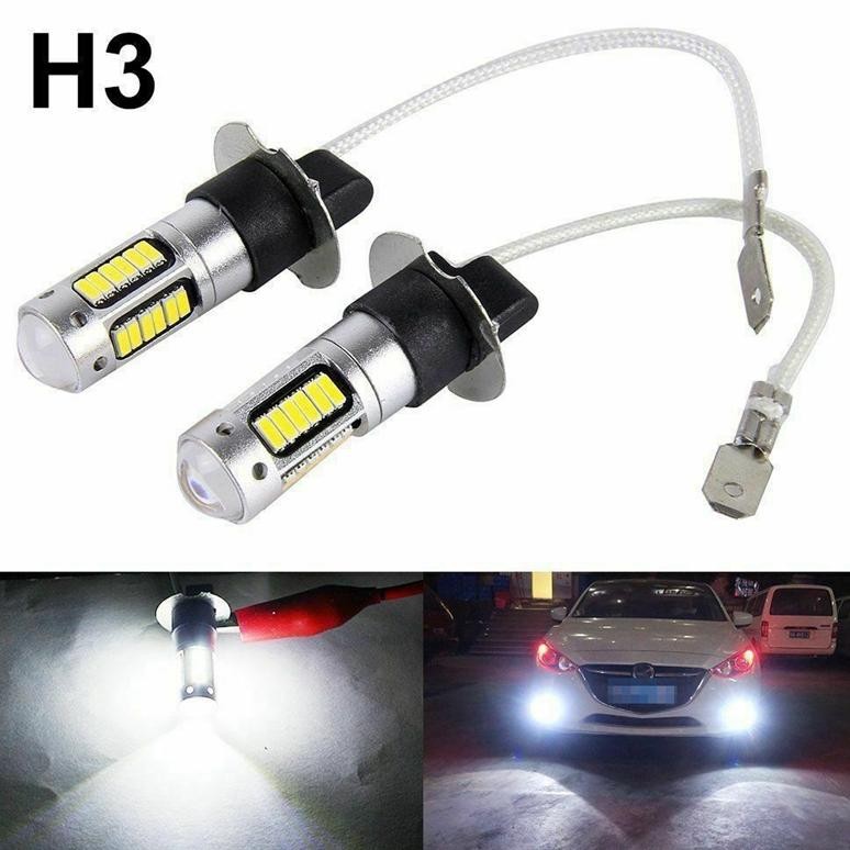 2 Buah Lampu 30 LED Putih H3 untuk Fog lamp Mobil Lampu Depan 12V Anti Kabut Untuk Mobil Kuning PUIT