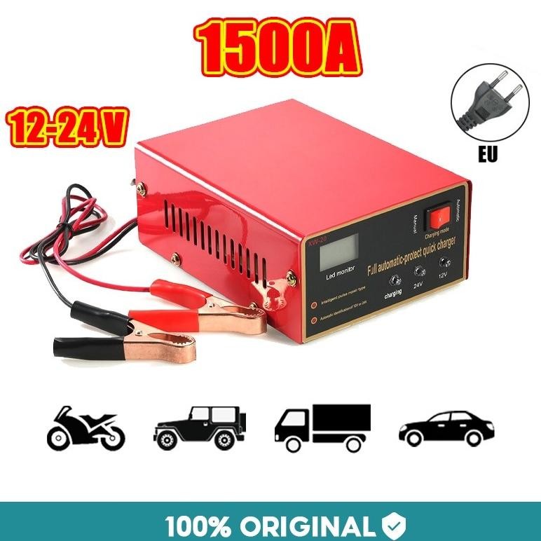 Charger Aki Motor Mobil 1500A Otomatis Accu Kering Dan Basah Lead Acid/Battery Charger Auto Charger 