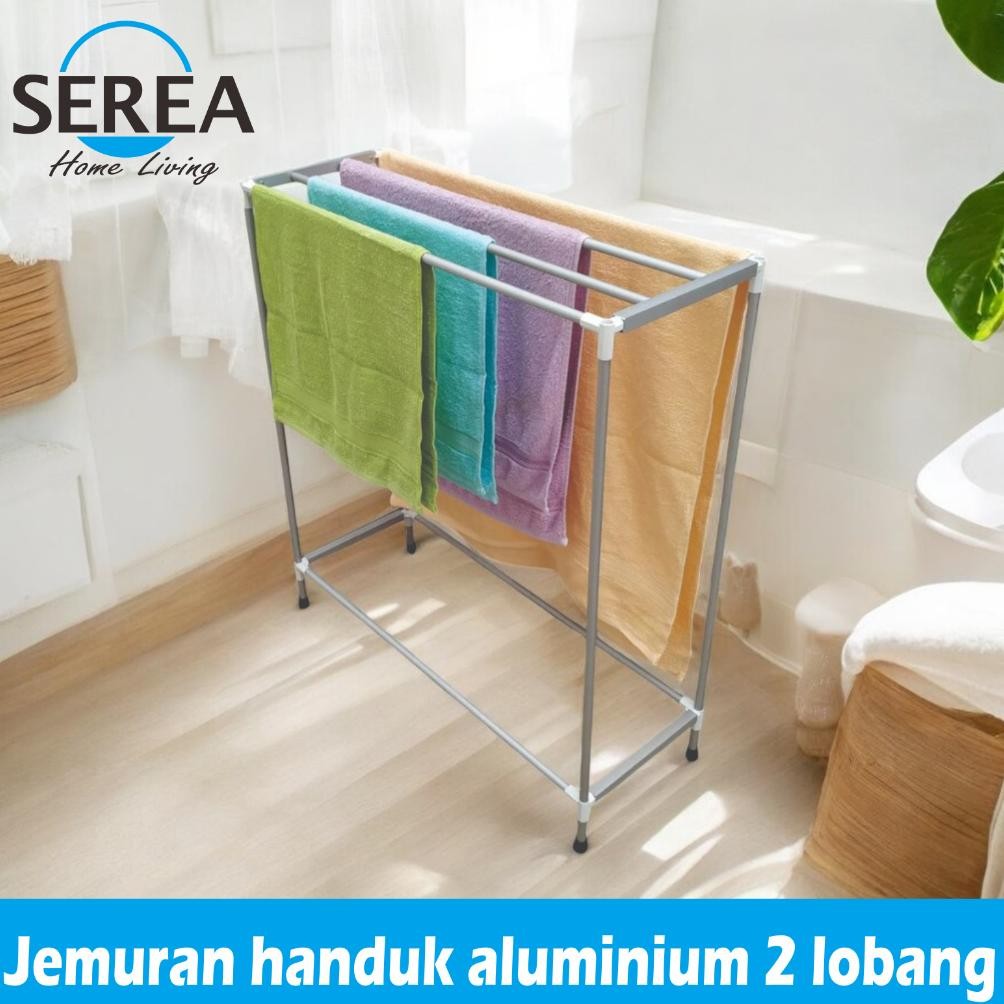 Jemuran Handuk Berdiri Aluminium Minimalis 4 Handuk/Rak 4 Handuk Minimalis Aluminium 4 Lobang Handuk