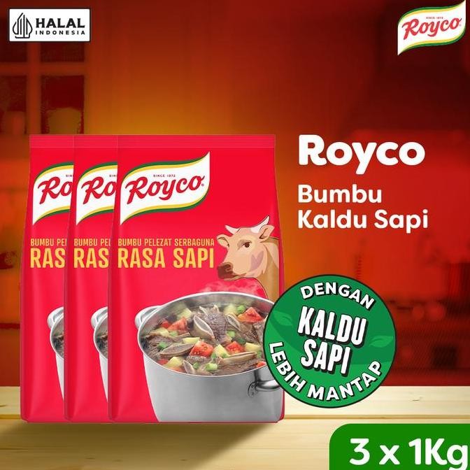 

Grosir Royco Bumbu Pelezat Rasa Sapi 1Kg - 3 Pouch
