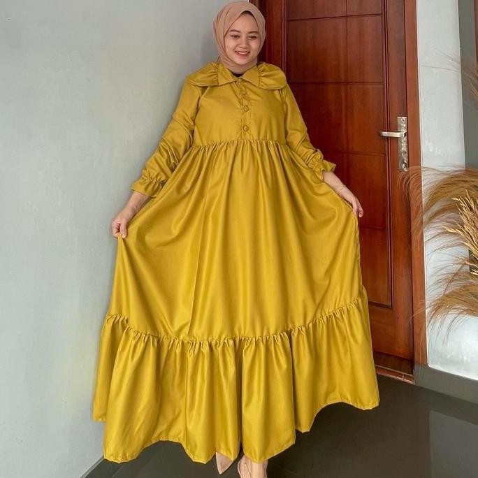 JH8 (Siap Kirim) Syasa Midi Dress by CantikkuFashion Katun Lembut Toyobo Premium Cantik Elegan Gamis