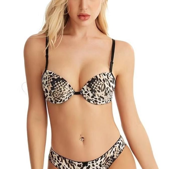 BRA SET LEOPARD WANITA BH + PANTY CELANA DALAM PAKAI KAWAT