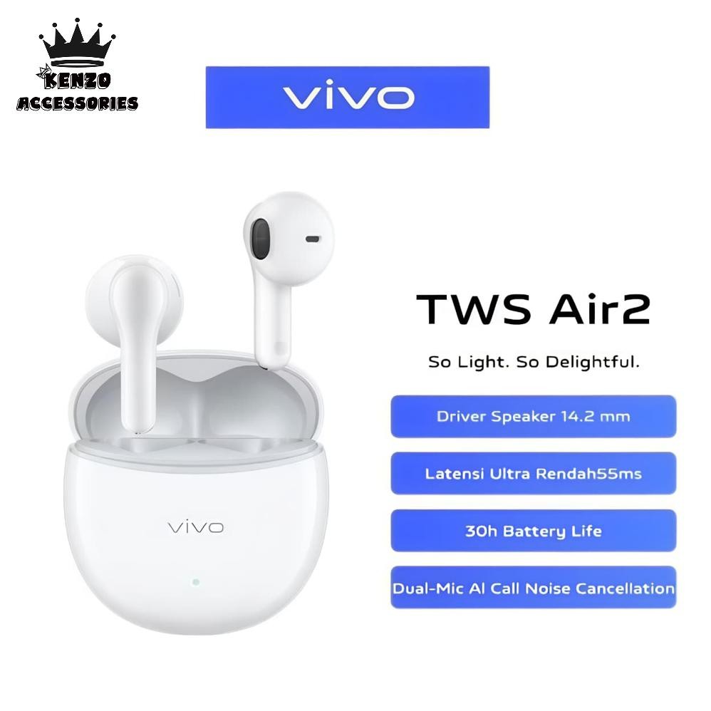 VIVO TWS AIR 2 WIRELESS EARPHONE - Dual Mic Call Noise Cancelling - ORIGINAL VIVO OFFICIAL STORE