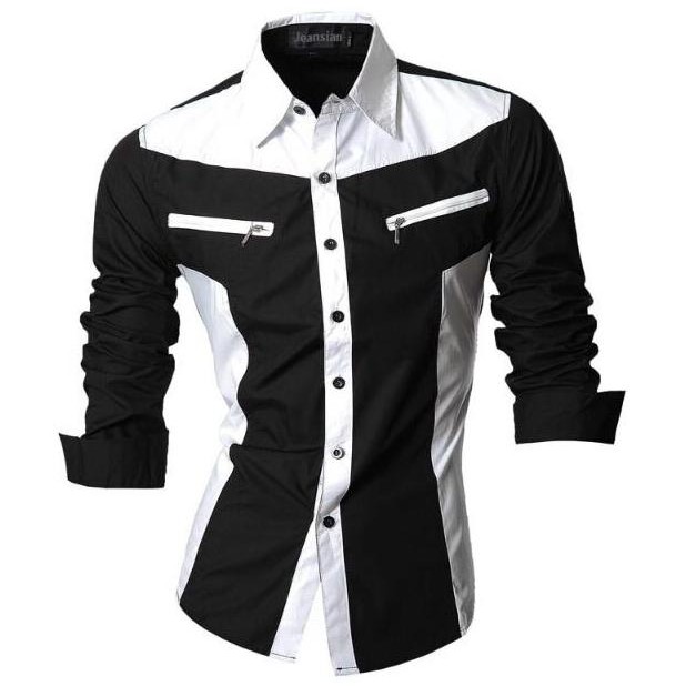 ( Vargas ) Kemeja Pria Cowok Formal Lengan Panjang Kombinasi Hem Cowok