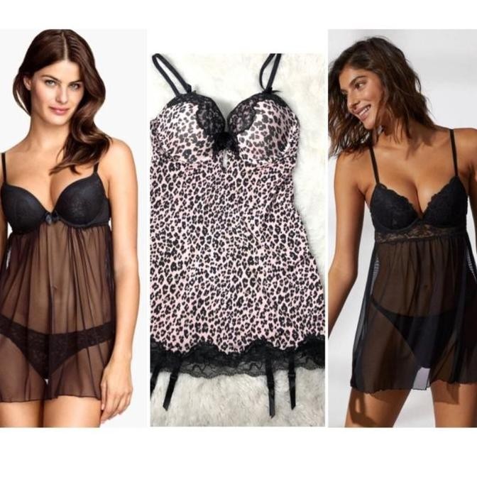 Lingeri Sexy Leopard macan gaun tidur dress hm (victoria secret h&m