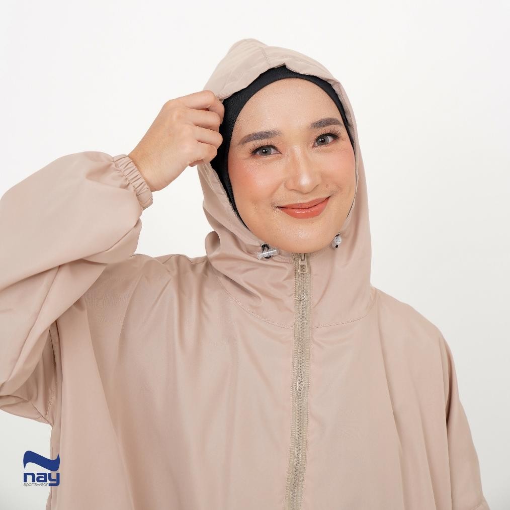 (Best) Jacket Olahraga Wanita Parasut Oversized - Heera Jacket (Beige)