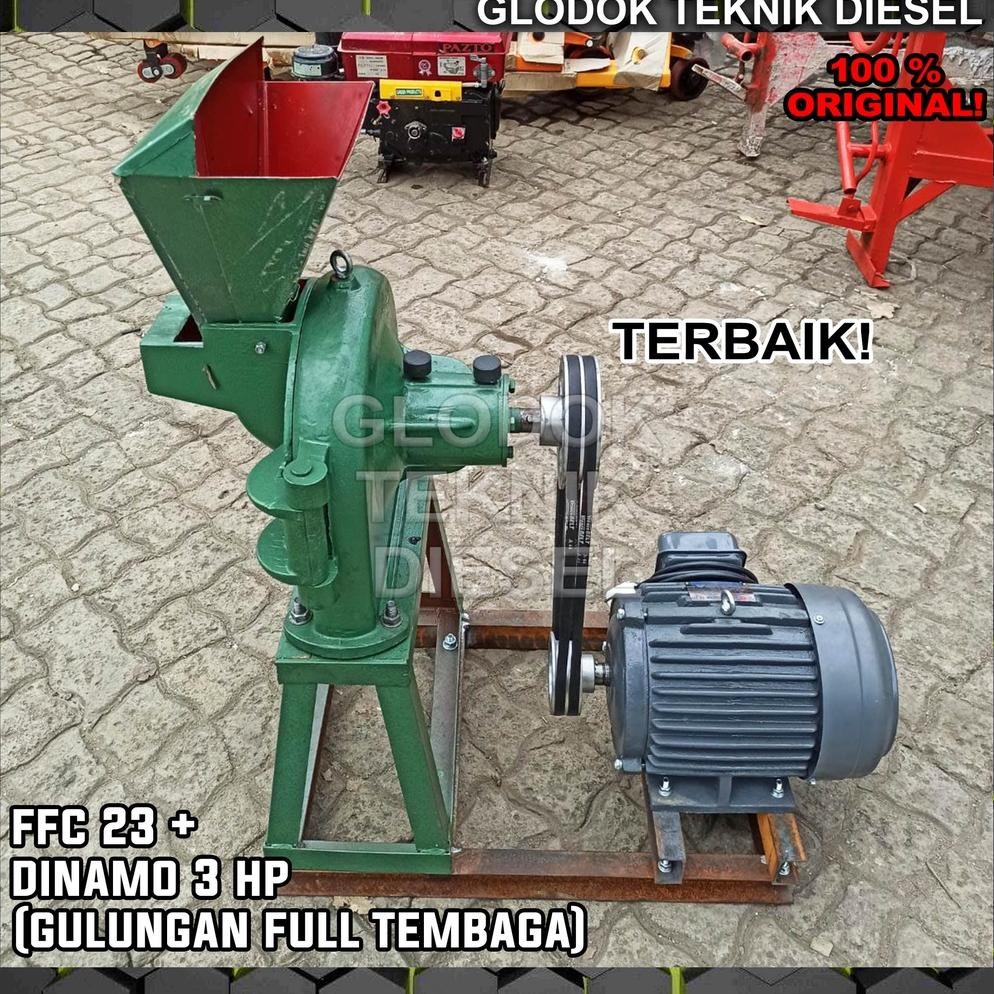 Mesin Giling Tepung FFC 23 + Penggerak Dinamo 3 HP 1 & 3 PHASE Listrik