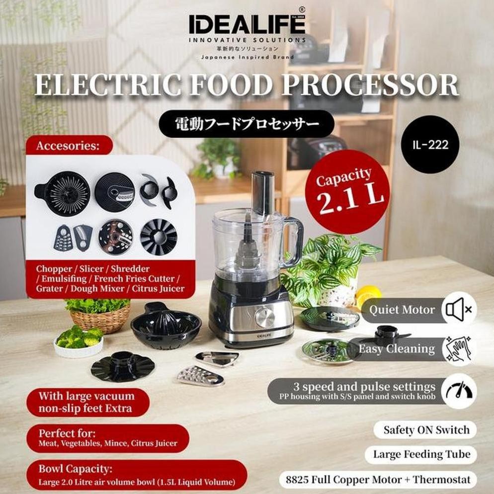 IDEALIFE Food Processor Electric IL-222 Penggiling Penghalus Makanan Listrik IL222 IL 222