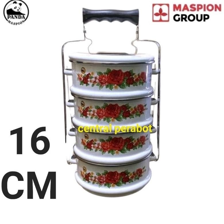 Rantang enamel maspion 4susun/rantang tenong maspion 4susun/rantang jadul 4 susun 16cm