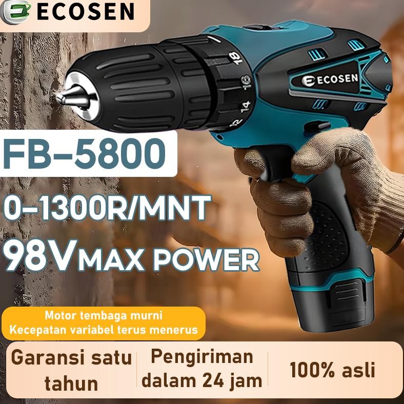 ECOSEN Mesin Bor Baterai Tangan 98V Bor Listrik Bor cas Bor mini Bor portable Bor Portable Obeng lis