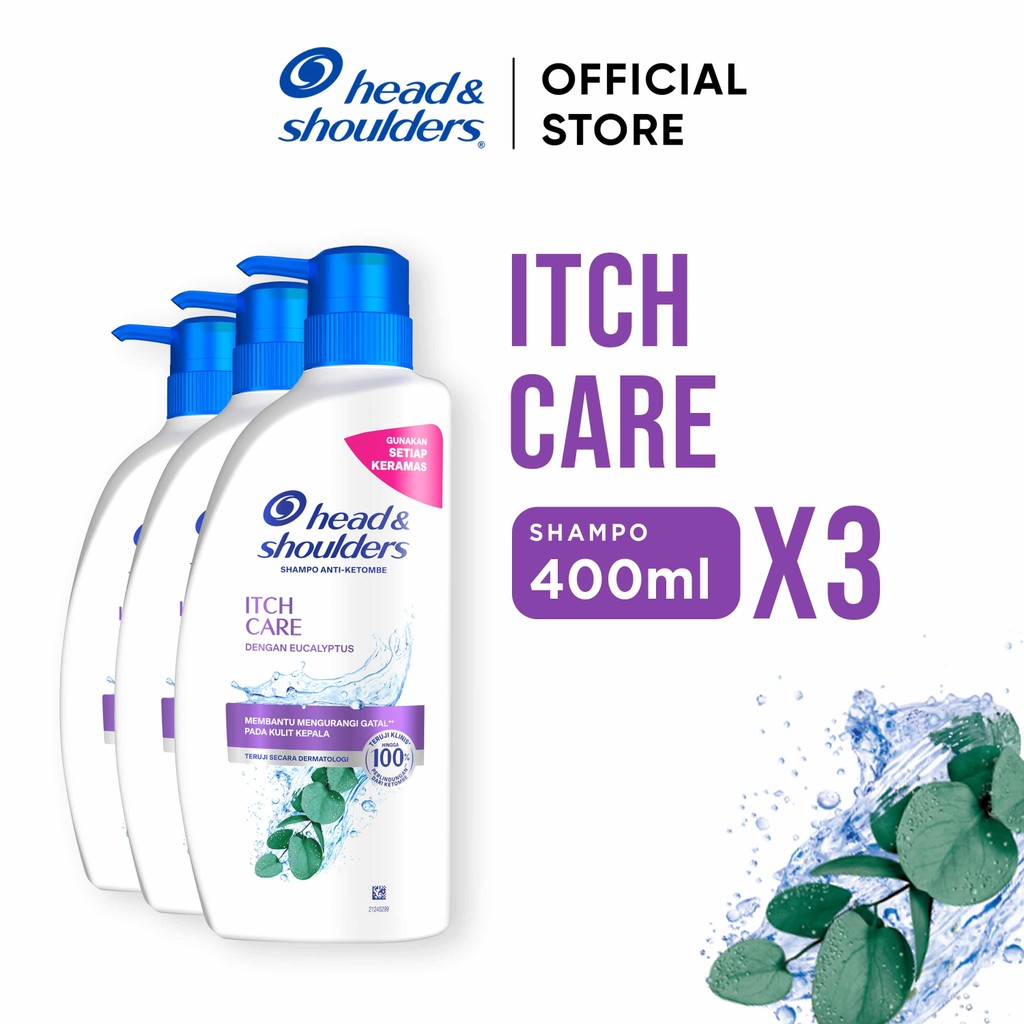 Head & Shoulders Sampo Anti Ketombe dan Gatal Itch Care Perawatan Rambut Zpt 400Ml X3