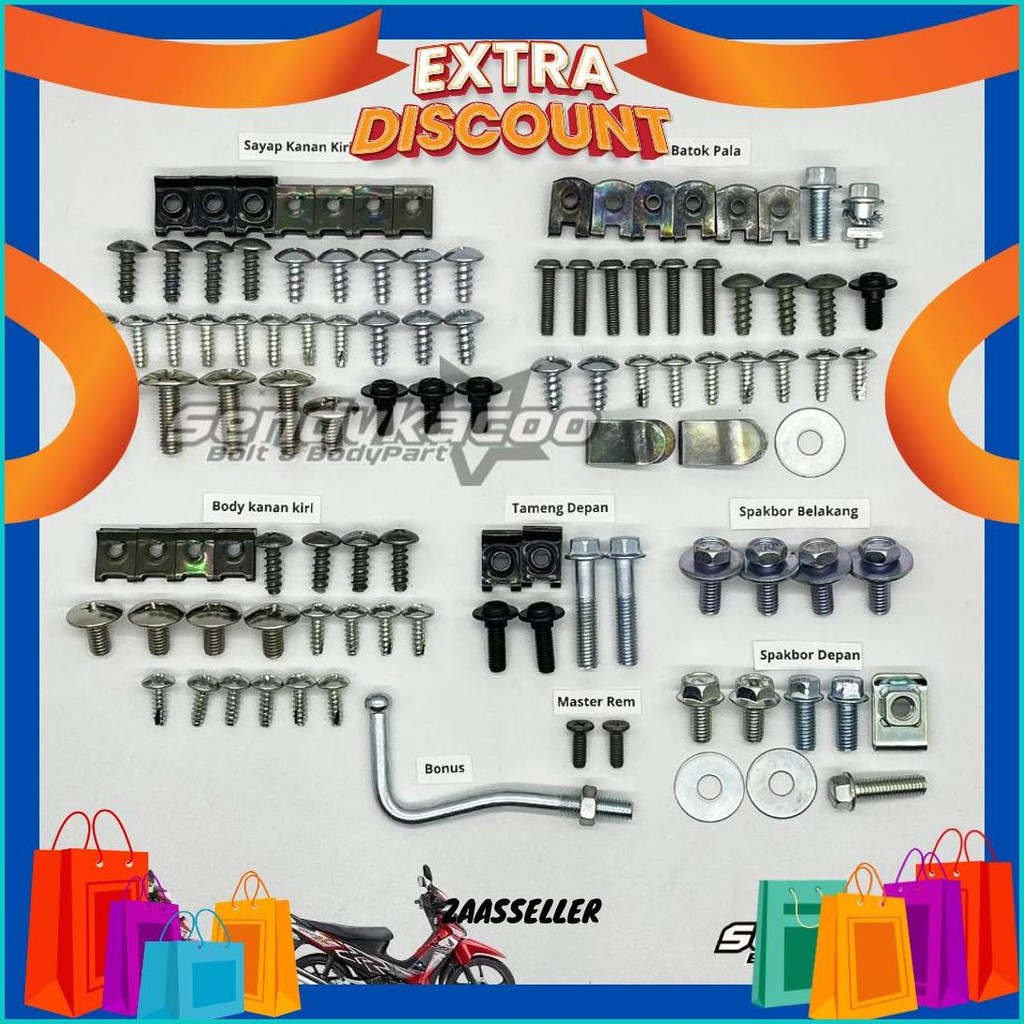Baut Body Supra X 125 - Baut Skrup Full Body Honda Supra X 125 Tahun 2006 - 2012 Original Produk
