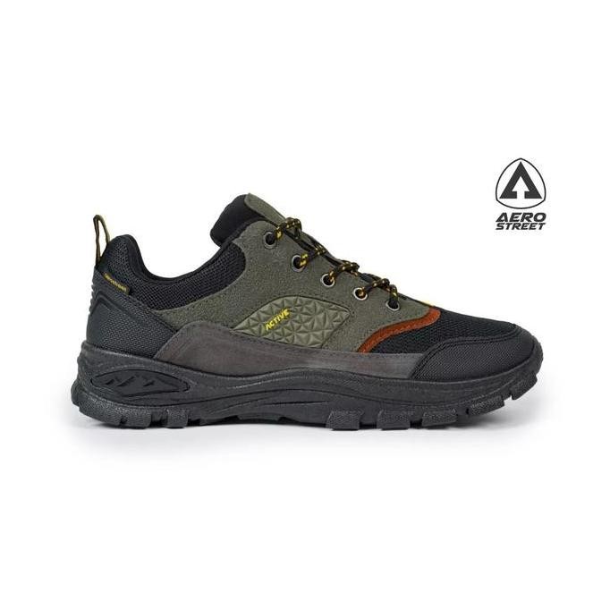 Aerostreet Active Low Hitam Army Kuning Sepatu Outdoor Gunung Unisex