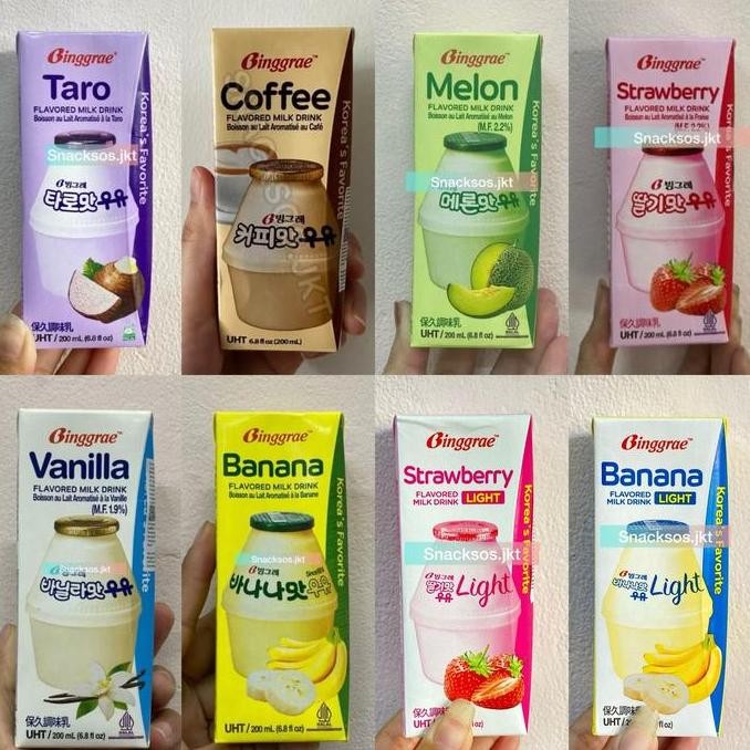 

New BINGGRAE MILK BANANA LIGHT / MELON / STRAWBERRY / VANILLA / BINGGRAE COFFEE / TARO - Susu Banana Korea Import HALAL