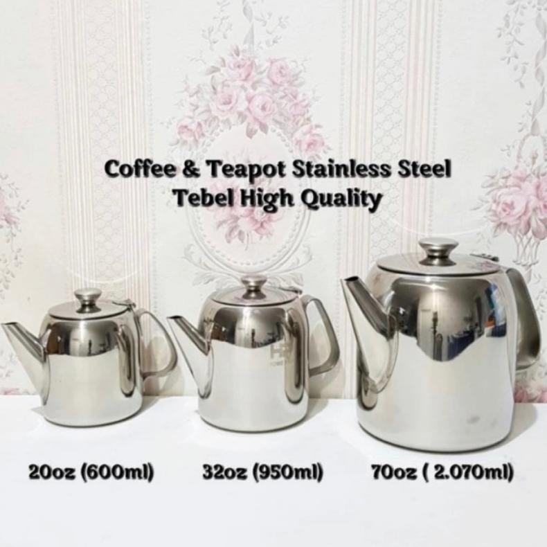 coffee teapot teko stainless tebal high quality 20oz 32oz 70oz / tempat teh kopi / teko teh kopi