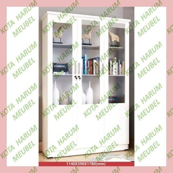 Lemari Obat Rak Obat Murah Kayu 3 Pintu Kaca Tinggi 180 Bandung