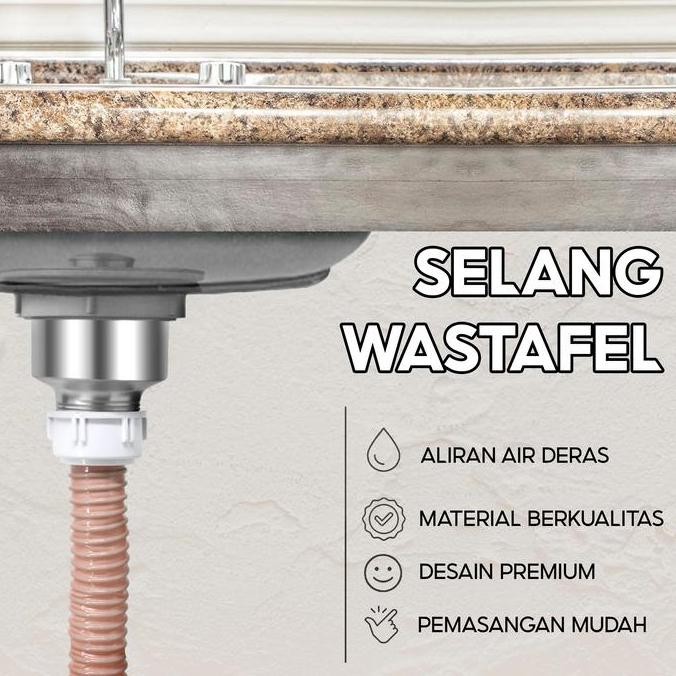 Homeneeds Selang Bak Cuci Piring Wastafel Selang Pembuangan Wastafel G-145 Selang Terbuat Dari Bahan