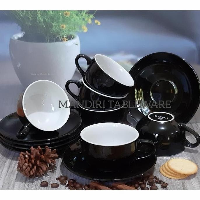 Cangkir Set Cappucino / Two Toned / Black