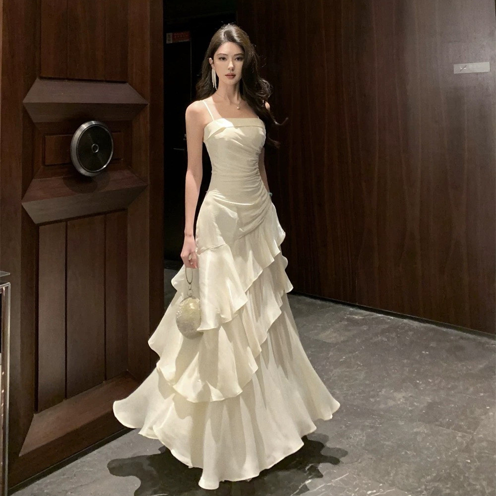 Rok Panjang Ruffle Slim Fit Baru Pakaian Wanita