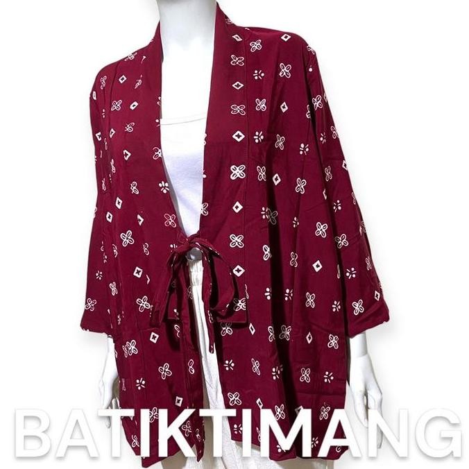(Good) Atasan Outer Cardigan Vest Batik Wanita Allsize Jumbo Ld 110cm Panjang 70cm Motif Bahan Rayon