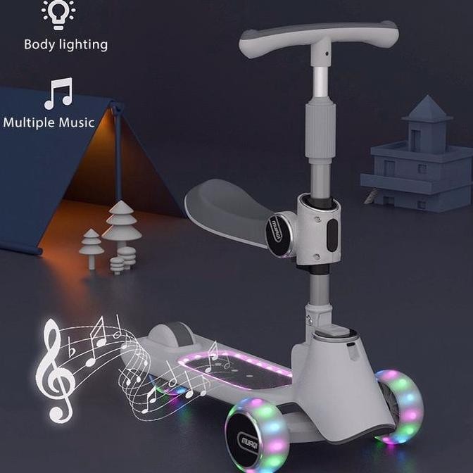 Skuter Untuk Anak-Anak 3 In 1 Skuter Anak Tinggi Yang Dapat Disesuaikan Untuk Anak Perempuan & Laki-