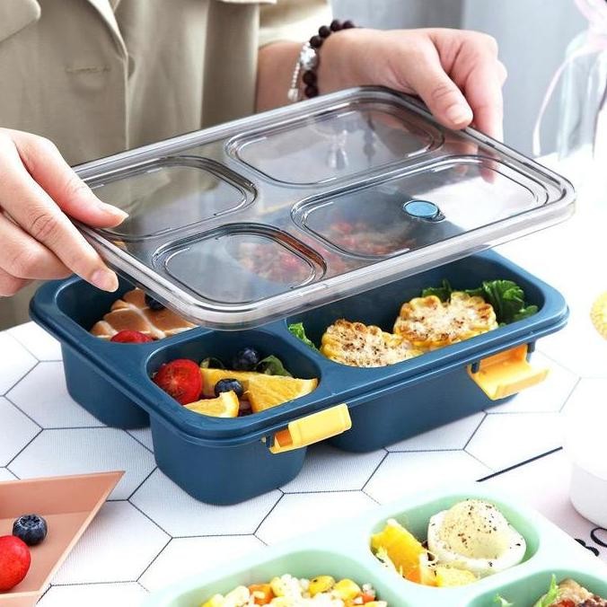 Rj Lunch Box 4 Sekat / Bento Anak / Lunch Box Anti Tumpah