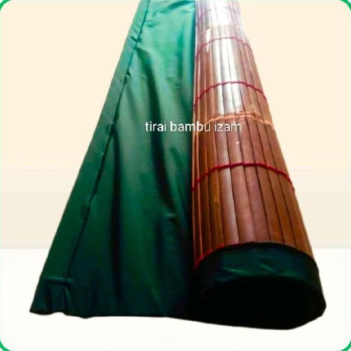 Tirai Krey Bambu hitam di lapisi kain waterproof kerai outdoor kerei gulung bambu wulung tirai teras