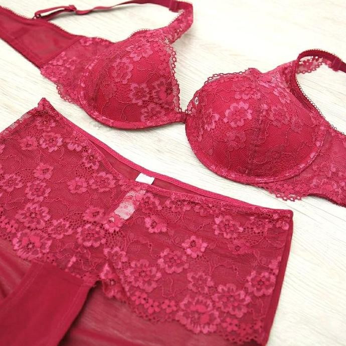 BRA SET AMITIE LACE RENDA RED SEXY BH (VICTORIA SECRET LASENZA MANGO