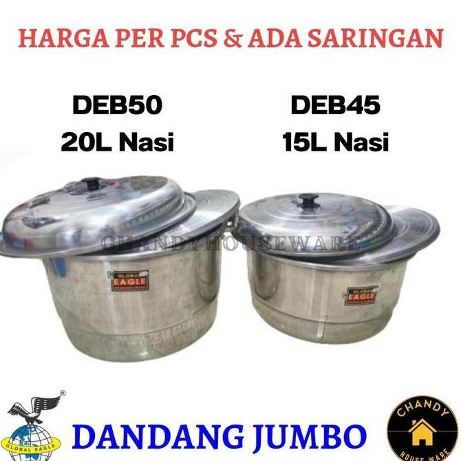 Promo Panci Kukus Aluminium Global Eagle Jumbo Dandang Masak Nasi Langseng ukuran 45 50 Kitchenware 