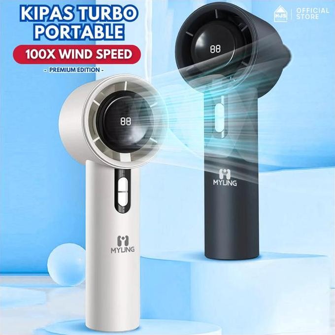 Promo [HJS] High Speed Fan kipas Strong Wind MYUNG 100 Gear Wind Speed kipas angin Digital Display A