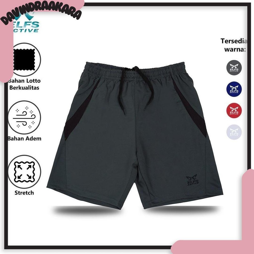 GradeOri ELFS ACTIVE Celana Training Pendek Pria Size S - XXL Training Shorts With Pocket AT 000M