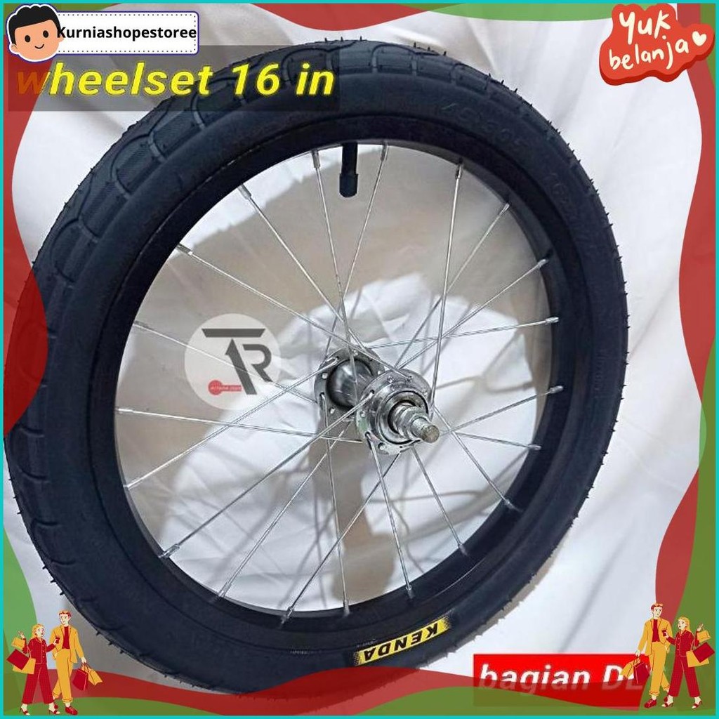 Cuci Gudang Roda sepeda 16 lengkap sudah di pasang ban 16x1.75 kenda / wheelset sepeda 16 x 1.75 KEN