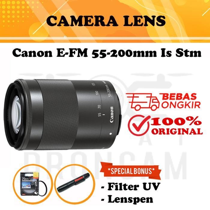 FPS Lensa Tele Canon E-FM 55-200mm IS STM Mirrorless EOS M10 M3 M100 M5 M6