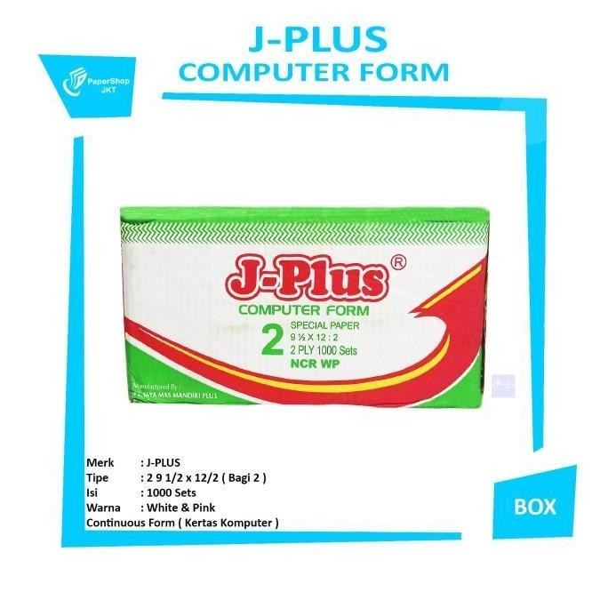 PROMO - J-PLUS - Continous Form 2 Ply 9 1/2 x 12/2 NCR Kertas Komputer - Box