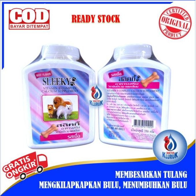 BEBAS ONGKIR - Sleeky Vitamin B Kompleks Calcium Kalek Tulang Ayam Anjing Kucing