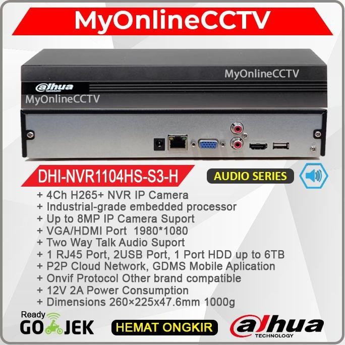 TERMURAH - NVR1104HS-S3/H NVR IP Camera CCTV 4CH DAHUA BARDI HIKVISION