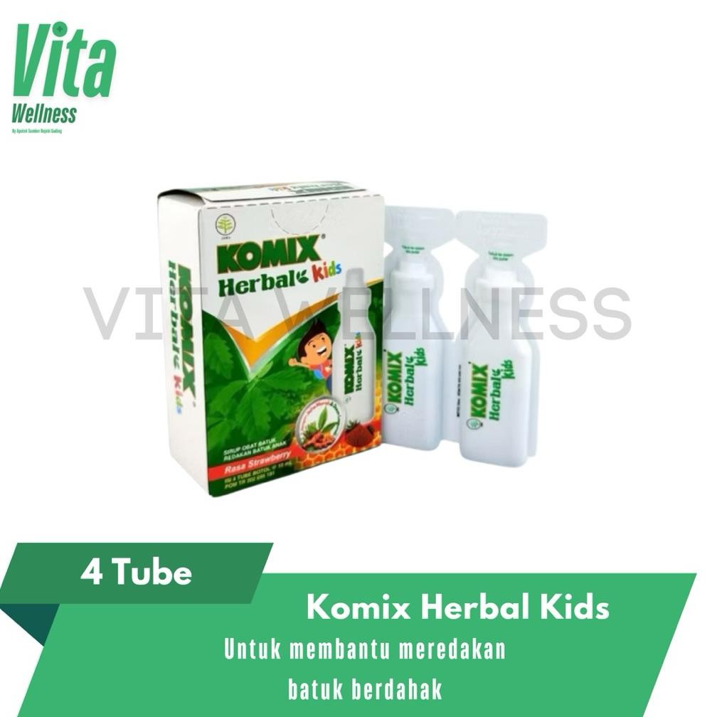 Komix Herbal Kids 4 Tube Mengurangi Batuk Berdahak Pada Anak