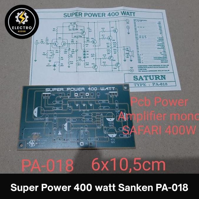 :=:=:=:=] PCB PA-018 400 watt power mono sanken safari | pcb PA mono 400watt PA-018