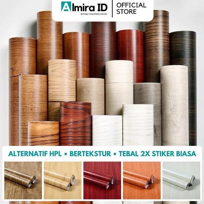 60cm x 3m Wallpaper Kabinet Furniture Lignin High Quality 2x Ketebalan Stiker biasa Pelapis Lemari P