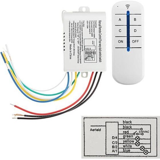 ] 4 Ways Wireless ON/OFF Digital RF Remote Control Switch - 25-30 Meter