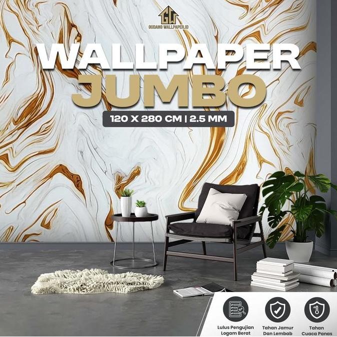 Wallpaper Marble Marmer Jumbo Stiker Dinding 3D Per-Roll Wallpaper Dinding Vinyl Marble Motif Marmer