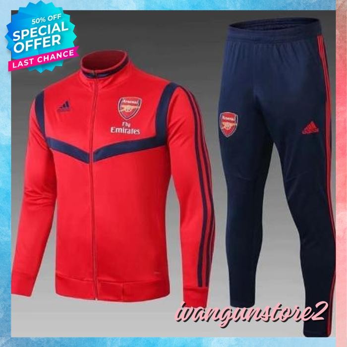JAKET BOLA SLETING MIDLAYER TRACKSUIT TRAINING ARSENAL HOME GRADE ORI FUTSAL OBRAL MURAH INDONESIA T