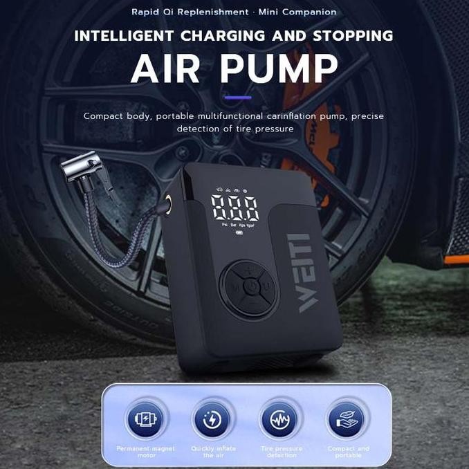 P011 TERBARU MINI POMPA BAN ELECTRIC PORTABLE 10000MAH DENGAN PORT PENGISIAN USB LAMPU LED UNTUK MOB