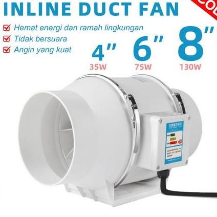 Penghisap Asap Dapur 4/6/8 Inch 220V Exhaust Fan Plafon Blower Kipas Inline Duct Fan Blower Hisap Ek