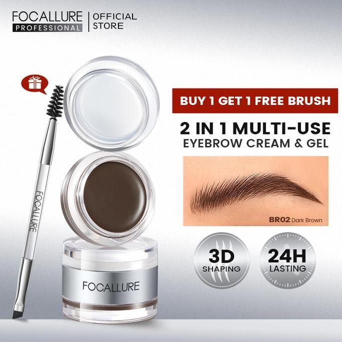 TERMURAH - FOCALLURE Pro-shape Duo 2-in-1 Eyebrow Cream & Gel 3D